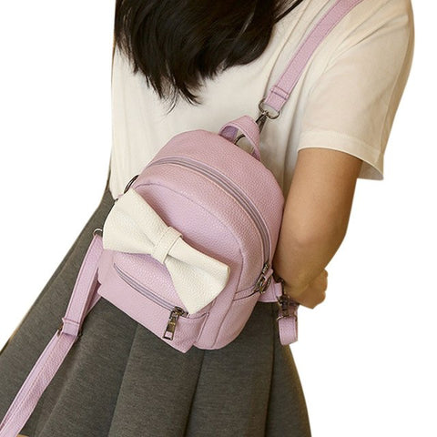 Girls School Bag Pink PU Leather Backpack